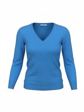 BCBGMaxAzria Bright Blue 100% Cashmere V-Neck Sweater size small